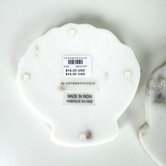 NEW Anthropologie Marina Shell Coasters Set of 2 Marble Mother of Pearl - Picture 7 of 7